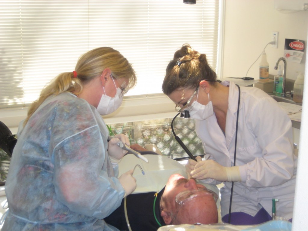 Staff working on a patient at the Santa Rosa office