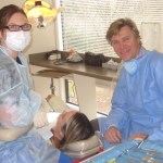 Dr. Steigerwald and staff working on a patient at the Santa Rosa office